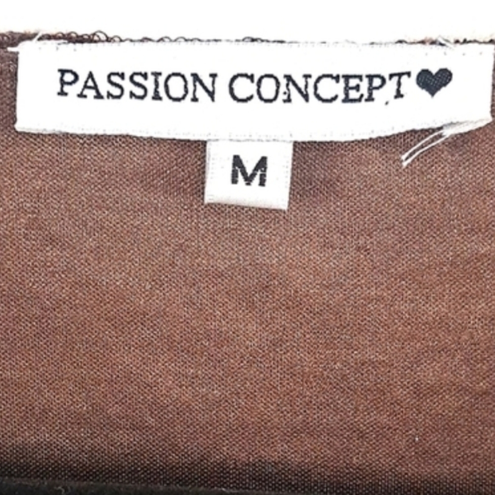 Passion Concept Brown and Cream Lace Tunic Blouse with V-Neck and 3/4 Sleeves - Picture 10 of 14